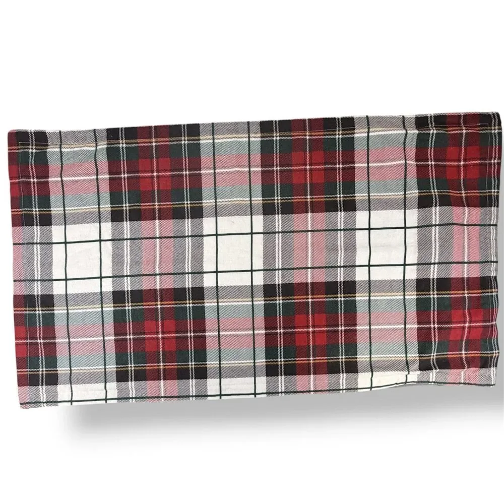 Brooks Brothers Tartan Plaid Flannel King Size Pillow Shams Red Black & White